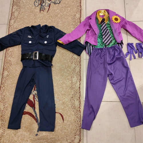 Costumes used police officer and joker 3-4 years old