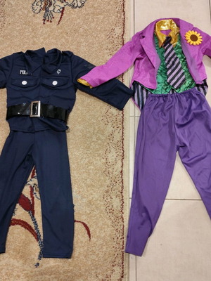 Costumes used police officer and joker 3-4 years old