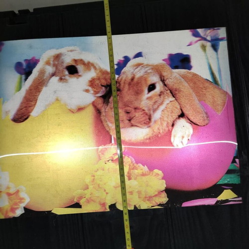 3D Picture With Bunnies In Eggs, Like New, 39x29 cm