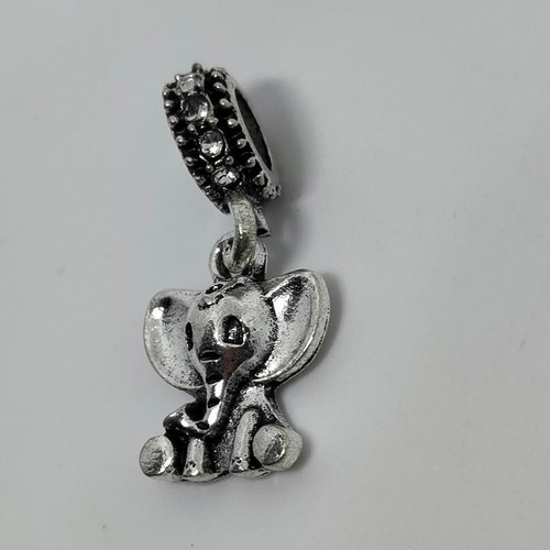 Silver Elephant Charm with Sparkling Rhinestones for Bracelet like new