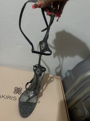 Glitter lace-up sandals size 37 new, silver