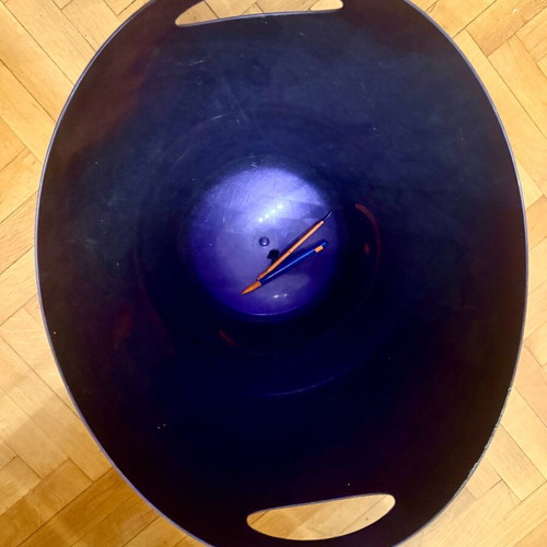 Plastic storage basket used, modern with handles purple