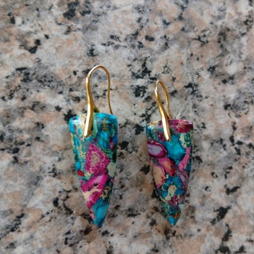 Zen natural earrings colorful dangling like new