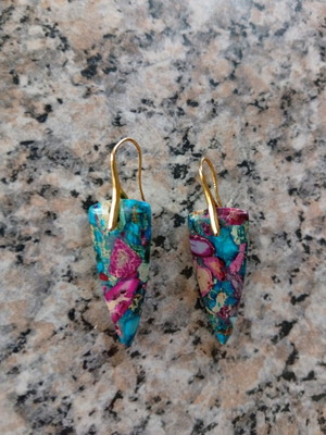 Zen natural earrings colorful dangling like new