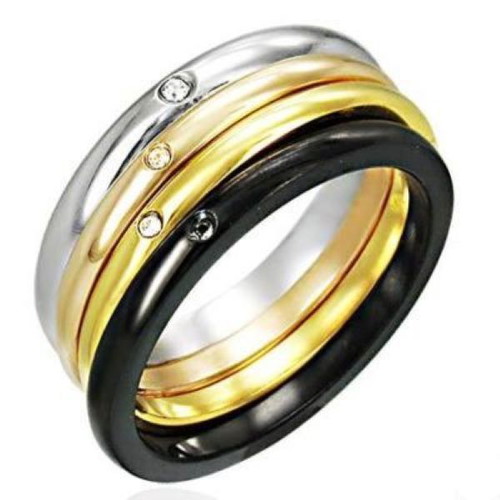 Pair of gold-plated stainless steel rings new