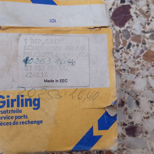 Τακάκια φρένων Girling για Peugeot 504, 505, 604 καινούργια, κωδικός 4248.16