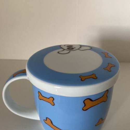 Papillon porcelain mug with lid vintage like new