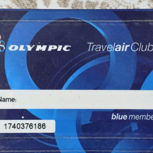 Olympic Travelair Club membership card like new, collectible
