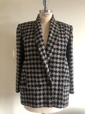 Vintage wool houndstooth jacket like new, black and gray, size L
