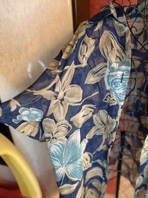 Μπλε floral πουκάμισο, tropical style