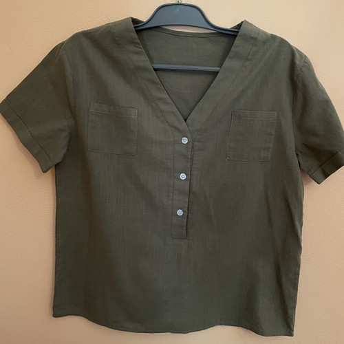 Cotton women's blouse, size large, green