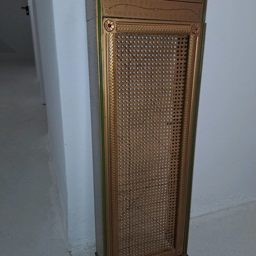 Wooden radiator cover used, marquetry, handmade, antique