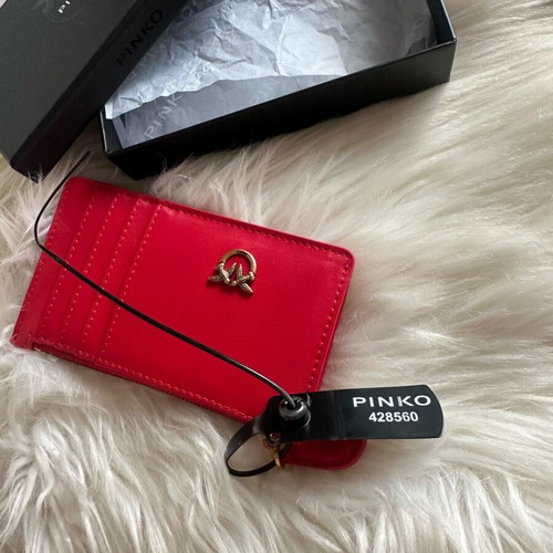 Authentic Pinko leather card holder new, red