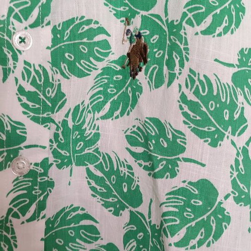 U.S. Polo Assn. short-sleeve shirt like new, white and green