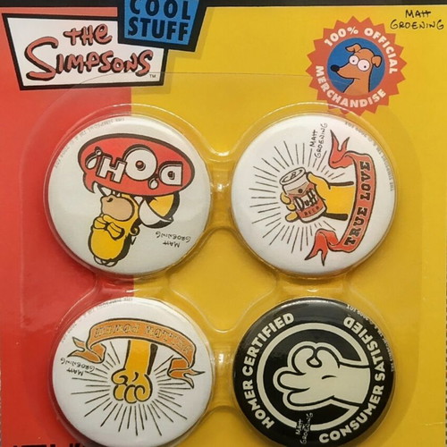 The Simpsons badges set 4 pieces new, 2009 Homer Simpson