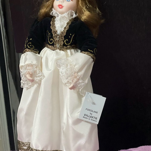 Porcelain doll Amalia collectible like new, made in Greece, 32cm
