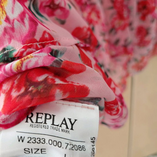 Replay Floral Cami Top L Made in Italy, new, multicolor with lurex