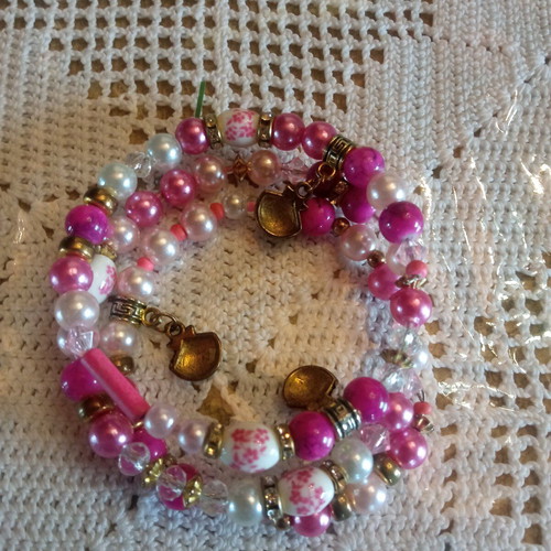 Handmade pink coil bracelet new