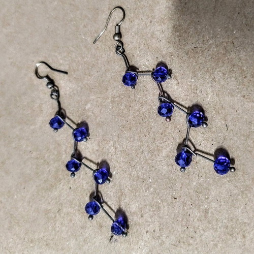 Earrings with blue beads handmade new