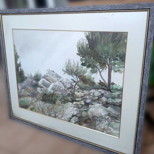 Watercolor painting "Ymitos" 1986 like new