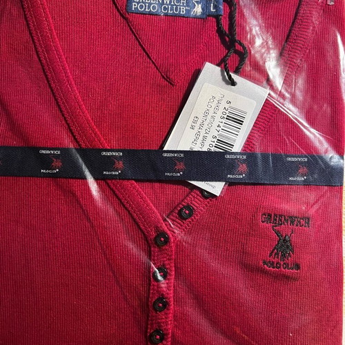 Polo Club women's blouse red cherry new, long sleeve cotton size L