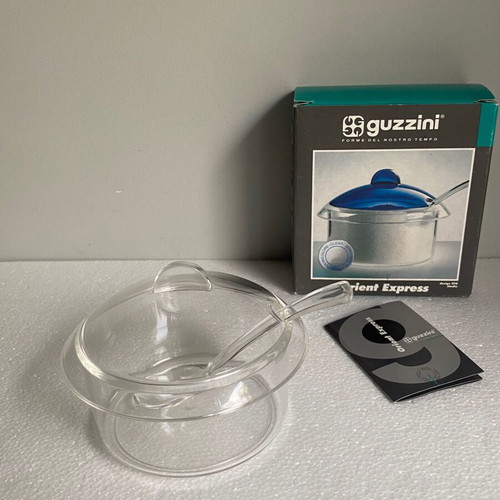 Guzzini Sugar Bowl clear acrylic new old stock design STG Studio Italy