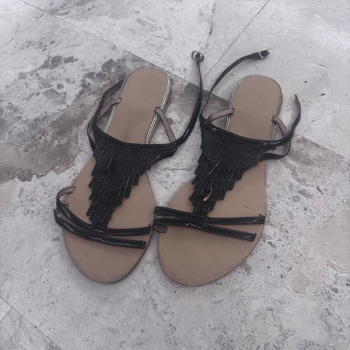Straight black sandal like new, size 38