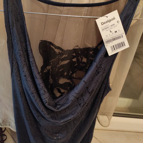 Desigual blouse new, blue, draped, size L