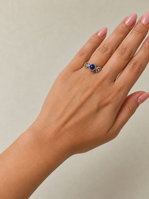 Handmade Gianniotiko ring with lapis lazuli new
