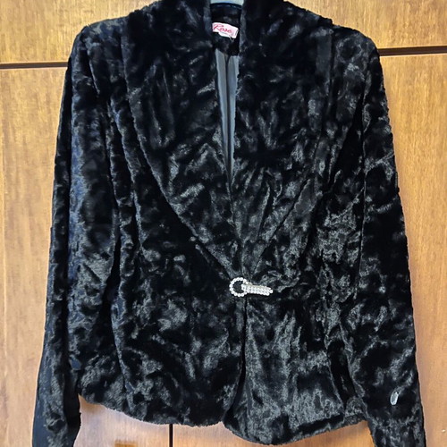 Black ecological fur jacket like new, size M