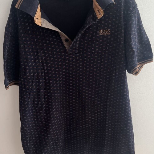 Hugo Boss polo shirt, black and brown, size M