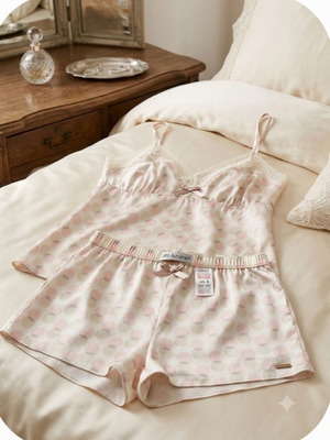 Marks & Spencer satin set like new, size S, white and pink
