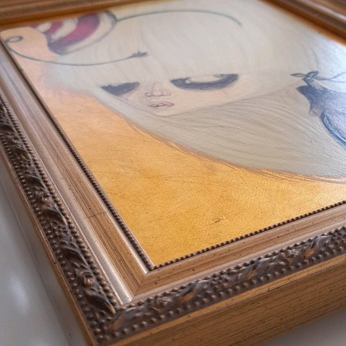 Painting with gilding powder and gold leaf on canvas, new, pop art