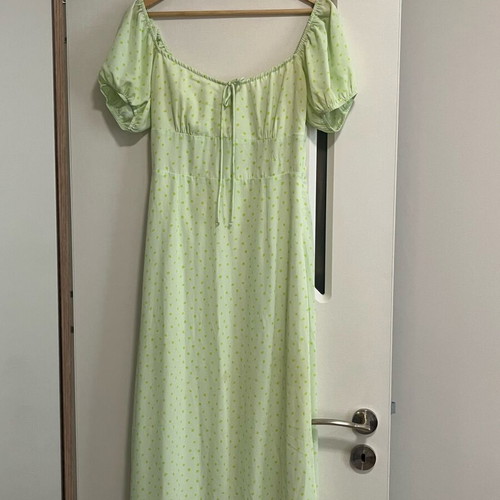 LeGer long green polka dot dress like new