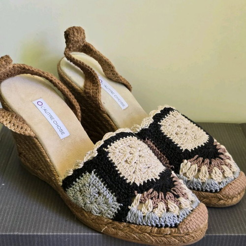 L'Autre Chose Platform Shoes New Italian Woven Espadrille Style