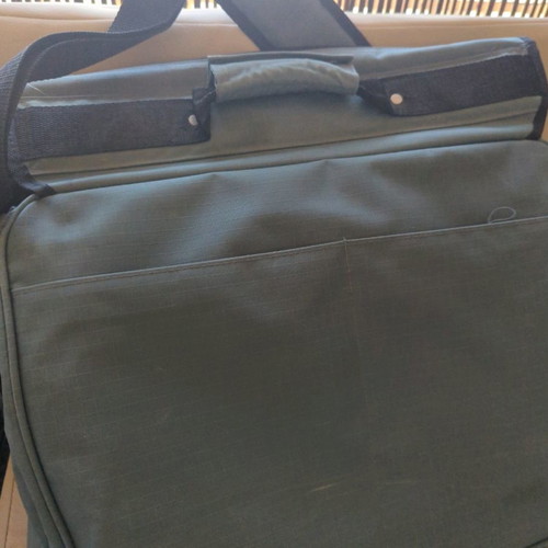 Laptop bag grey new, with strap and multiple compartments