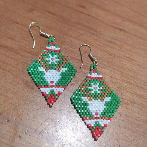 Handmade Miyuki Bead Earrings new, multicolored and green