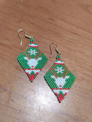 Handmade Miyuki Bead Earrings new, multicolored and green