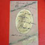 Handmade antique card with child portrait used, embossed decoration