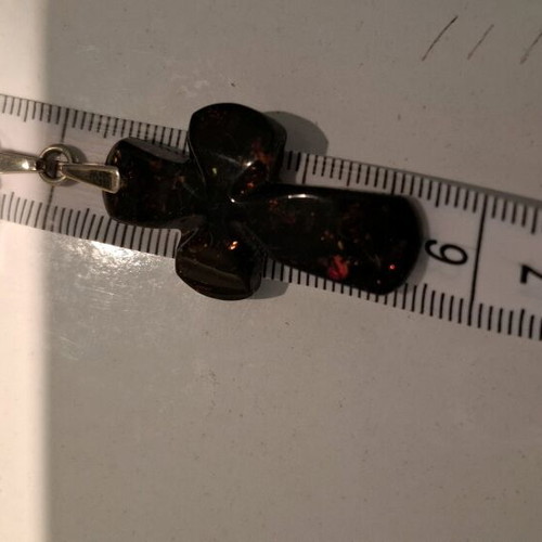 Cross made of natural black Baltic amber new