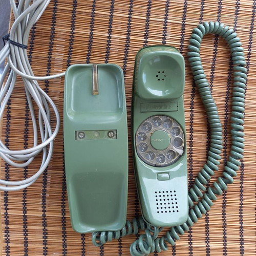 Vintage Western Electric Trimline Rotary Phone like new, moss green