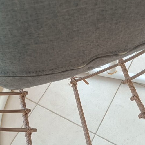 Hanging Nest Swing Metal White with Grey Cushion used