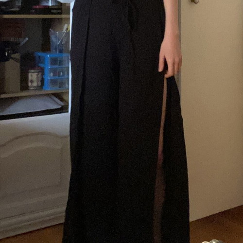 Pull & Bear Boho high waisted flowy pants with side slit