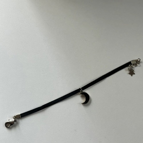 Black bracelet with moon charm new, unworn
