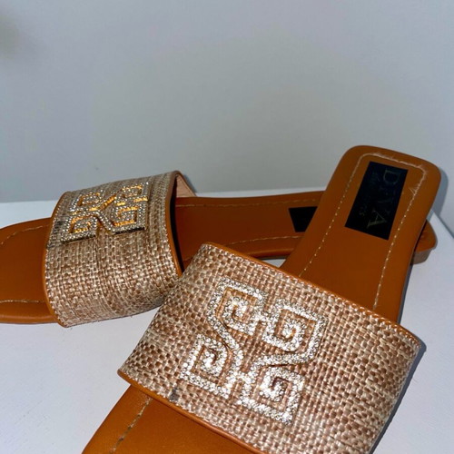 Sandals slippers like new, brown and gold, size 38