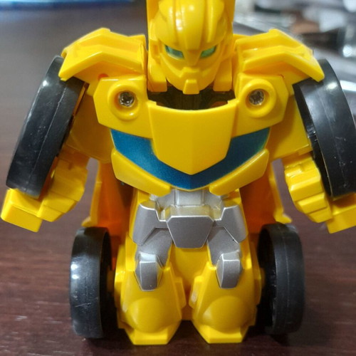 Children's toys used, yellow Transformer car, airplane, fire truck