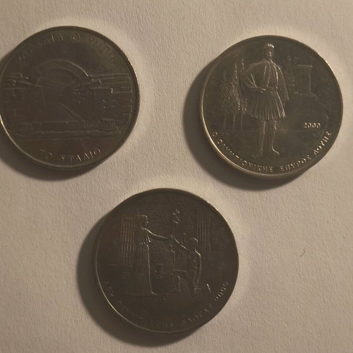 Collectible 500 Drachma Coins used, Athens 2004 Olympics set of 3