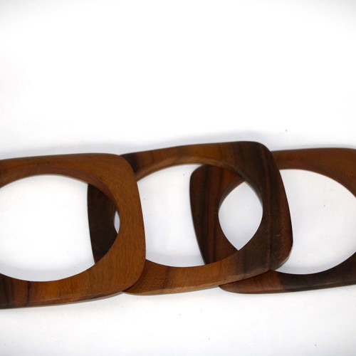 Set of 3 wooden handmade bracelets brown color from teak wood new