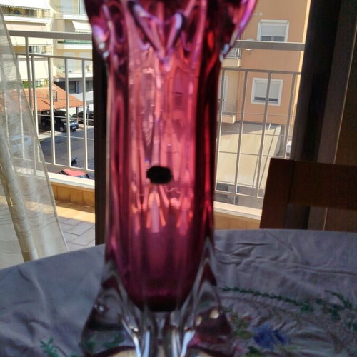 Vintage Art Glass Vase Chribska Czechoslovakia Josef Hospodka design