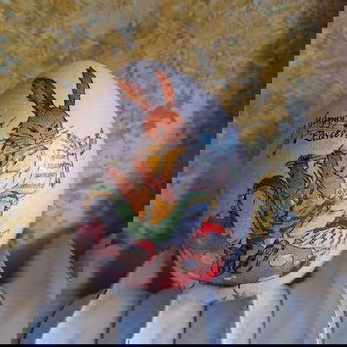 Χειροποίητο κεραμικό αυγό ζωγραφισμένο σαν καινούργιο, ύψος 10 εκ